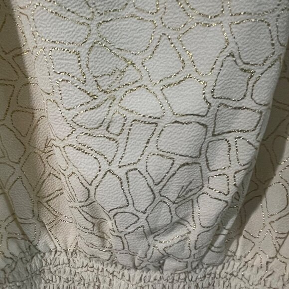 Michael Kors Womens Metallic Print Top With Ruched Hem & Button Detail, New - Picture 14 of 14